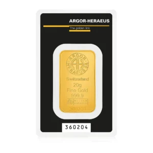 Befektetési aranyrúd, 20 gramm, 999,9 ezrelék (Argor-Heraeus)